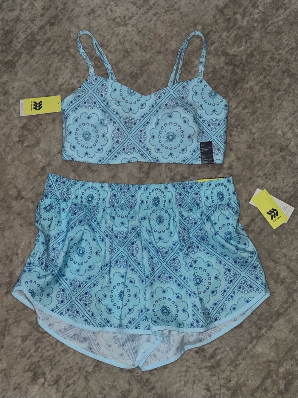 all in motion Light Blue Printed Athletic Bra & Shorts Set
